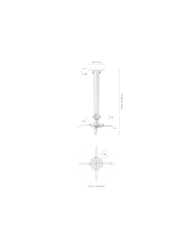 AISENS Soporte Universal Giratorio, Inclinable y Extensible de Techo para Proyector 13.5Kg, Blanco