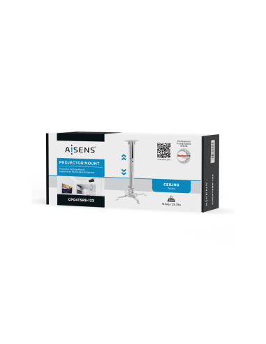 AISENS Soporte Universal Giratorio, Inclinable y Extensible de Techo para Proyector 13.5Kg, Blanco