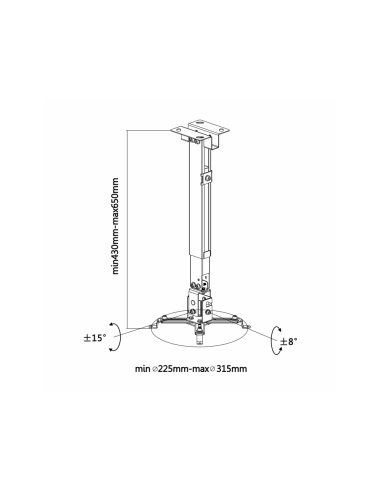 AISENS CWP01TSE-047 montaje para projector Pared/techo Negro