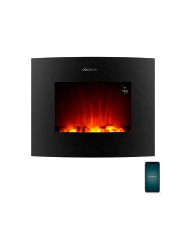 Cecotec ReadyWarm 2650 Curved Flames Connected Interior Chimenea eléctrica de pared Eléctrico Negro
