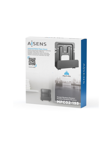 AISENS Soporte Universal De Pared Para Mini Pc, Router, Negro