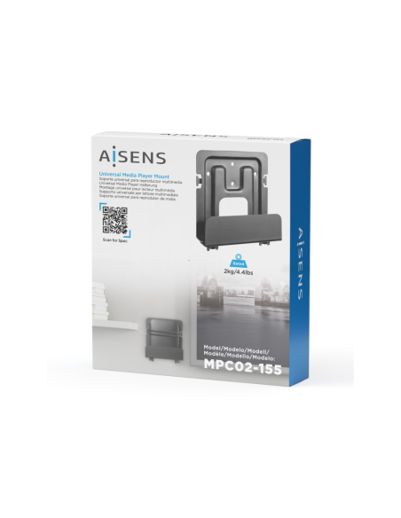 AISENS Soporte Universal De Pared Para Mini Pc, Router, Negro