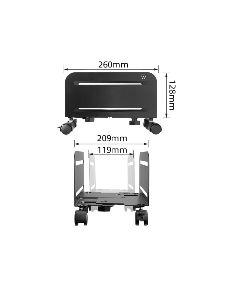 Ewent EW1291 soporte de CPU Carro para equipo informático Negro