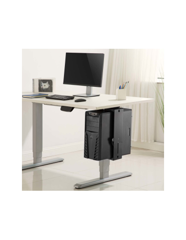 AISENS Soporte Giratorio y Altura Personalizable para CPU por Debajo de Escritorio con Mango de Bloqueo Fácil