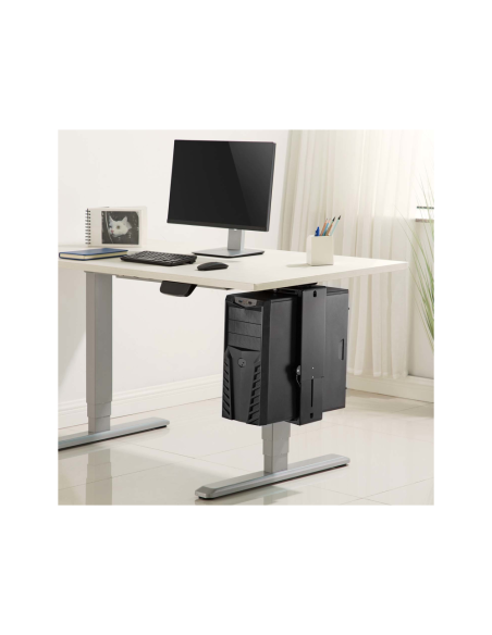 AISENS Soporte Giratorio y Altura Personalizable para CPU por Debajo de Escritorio con Mango de Bloqueo Fácil