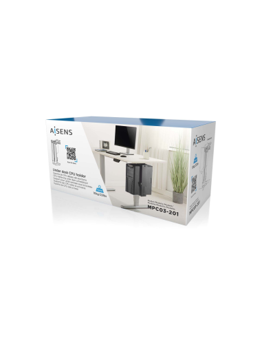 AISENS Soporte Giratorio y Altura Personalizable para CPU por Debajo de Escritorio con Mango de Bloqueo Fácil