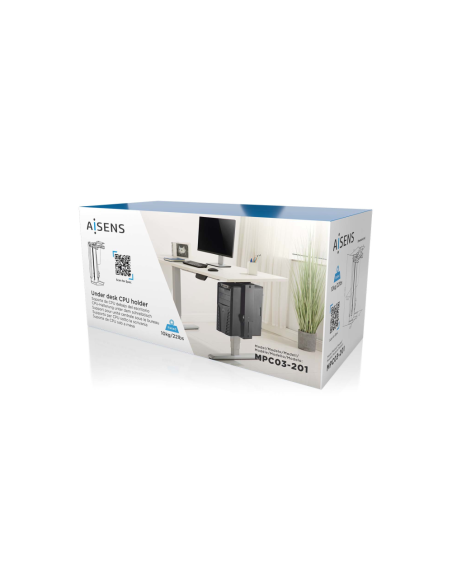 AISENS Soporte Giratorio y Altura Personalizable para CPU por Debajo de Escritorio con Mango de Bloqueo Fácil