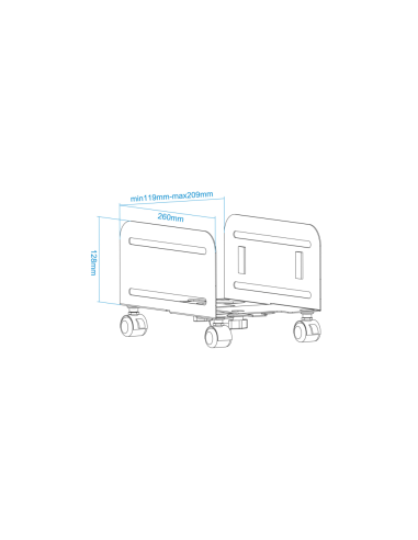 TooQ Soporte metálico para CPU de suelo con ruedas