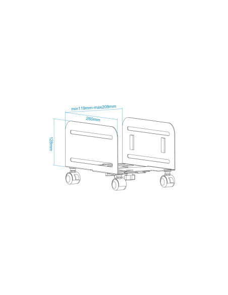 TooQ Soporte metálico para CPU de suelo con ruedas