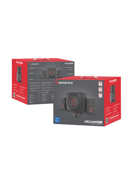 GENESIS Helium 610BT conjunto de altavoces 60 W PC/ordenador portátil Negro, Rojo 2.1 canales De 2 vías 30 W Bluetooth
