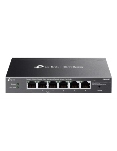 TP-Link Omada ES206GP switch Gestionado Gigabit Ethernet (10/100/1000) Energía sobre Ethernet (PoE) Negro