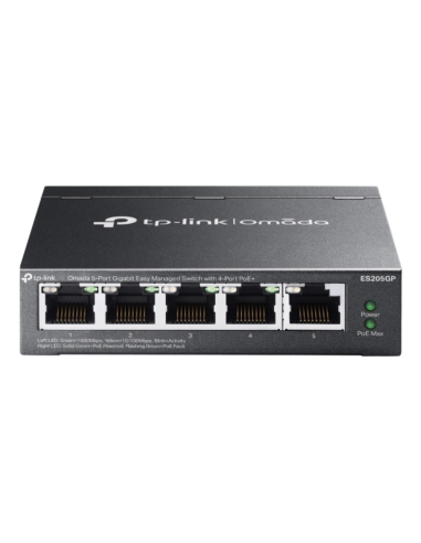 TP-Link Omada ES205G Gestionado Gigabit Ethernet (10/100/1000) Energía sobre Ethernet (PoE) Negro