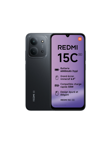 Xiaomi Redmi 15C 5G 17,5 cm (6.9") Ranura híbrida Dual SIM USB Tipo C 4 GB 256 GB 6000 mAh Negro