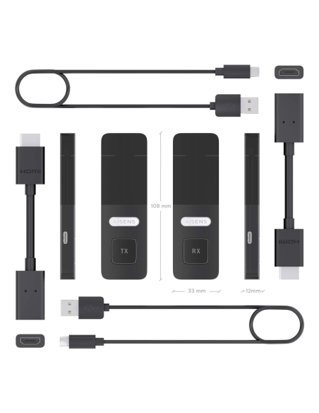 AISENS ASWL-H2K30M001-BK extensor audio/video Transmisor y receptor de señales AV