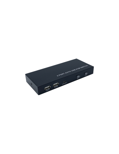 AISENS Conmutador KVM HDMI 4K@60HZ USB 1U-2PC con fuente alimentación, Negro