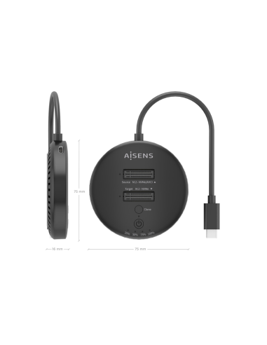 AISENS ASDS-2M2N05-BK base de conexión para disco duro USB 3.2 Gen 2 (3.1 Gen 2) Type-C