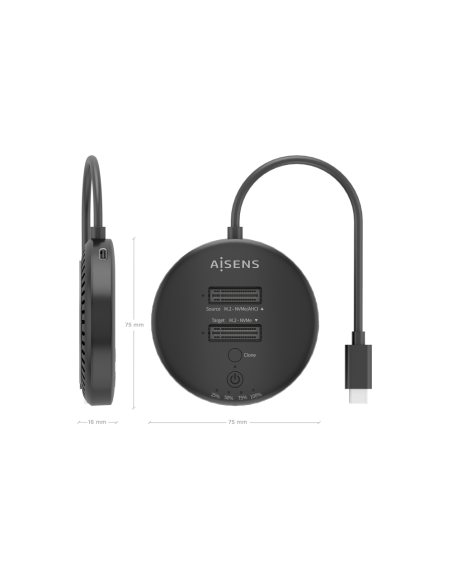 AISENS ASDS-2M2N05-BK base de conexión para disco duro USB 3.2 Gen 2 (3.1 Gen 2) Type-C