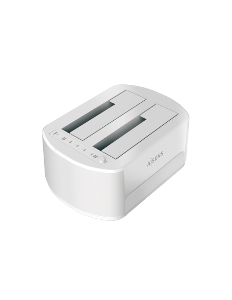 AISENS Estacion de Docking de Doble Bahia ASDS-D02W SATA 2.5/3.5 a USB 3.0/3.1 Gen1, Clone, Blanca
