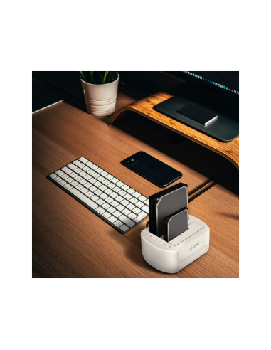 AISENS Estacion de Docking de Doble Bahia ASDS-D02W SATA 2.5/3.5 a USB 3.0/3.1 Gen1, Clone, Blanca