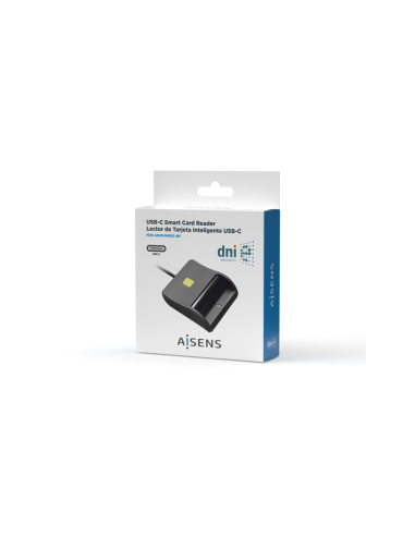 AISENS Lector De Tarjeta Inteligente DNI, USB-C, Negro
