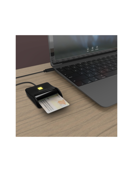 AISENS Lector De Tarjeta Inteligente DNI, USB-C, Negro