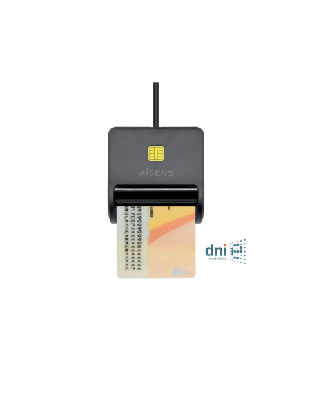 AISENS Lector de Tarjeta Inteligente DNI, Negro