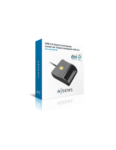 AISENS Lector de Tarjeta Inteligente DNI, Negro