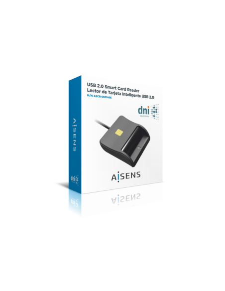 AISENS Lector de Tarjeta Inteligente DNI, Negro
