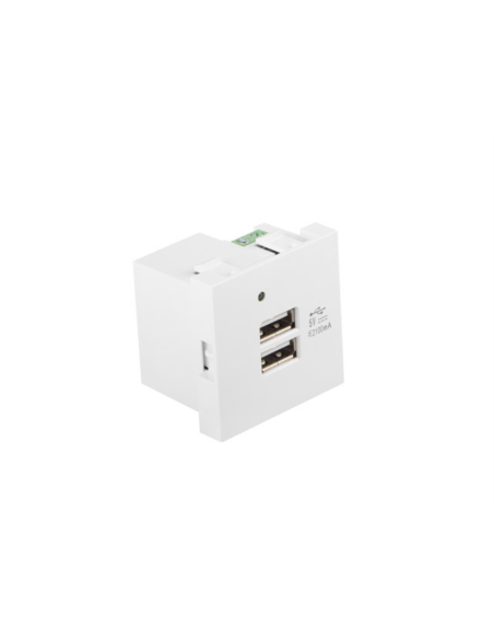 Lanberg AC-4545-2XUSB2.1-W toma de corriente 2x USB Blanco