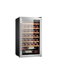 Cecotec 02716 enfriador de vino Nevera de vino Independiente Negro, Plata, Transparente 34 botella(s)