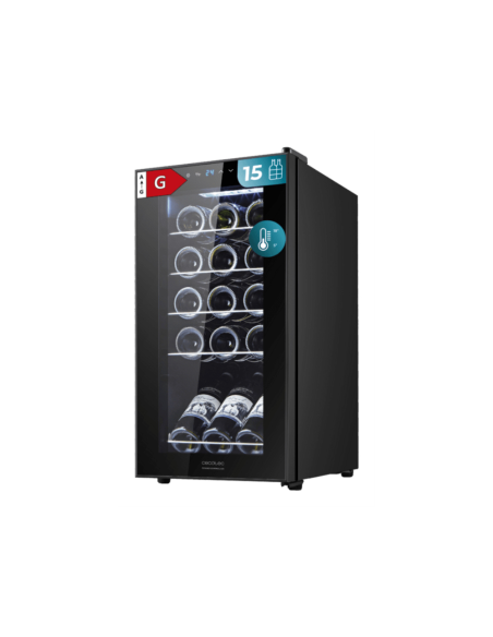 Cecotec 00120 enfriador de vino Nevera de vino Independiente Negro 15 botella(s)