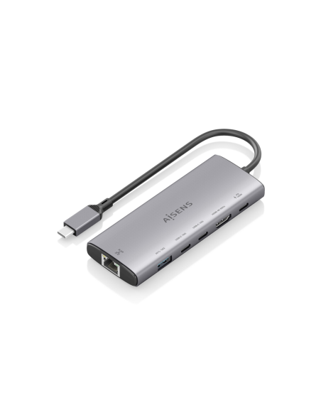 AISENS USB-C Dock 6 en 1, USB-C a 1xHDMI, 1xRJ45, 1xUSB-A 10G, 2xUSB-C 10G, 1xUSB-C PD, Gris, 20cm