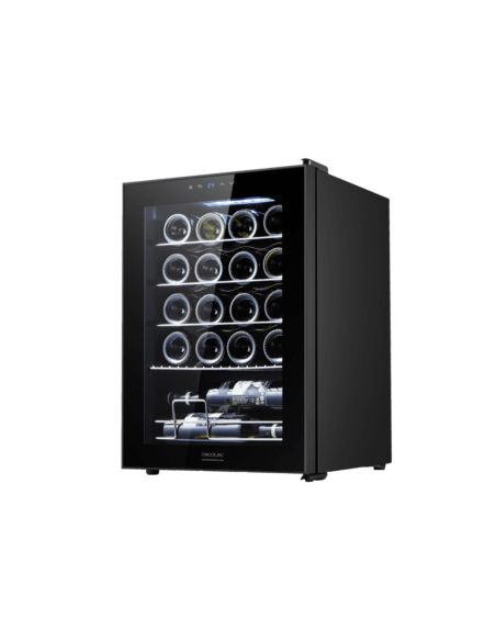 Cecotec 00122 enfriador de vino Nevera de vino Independiente Negro, Transparente 20 botella(s)