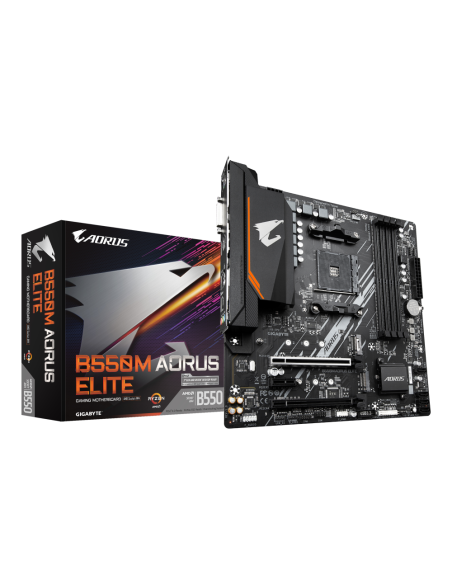 GIGABYTE B550M AORUS ELITE Placa base - Procesadores AMD Ryzen 5000, VRM de 5+3 fases, hasta 4733 MHz DDR4, 1xPCIe 4.0 + 1xPCIe 