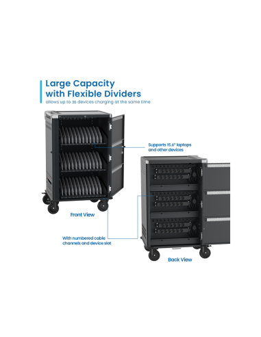 Ewent EW1701 carrito y armario de dispositivo portátil Armario de gestión y carga para dispositivos portátiles Negro, Gris