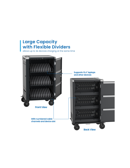 Ewent EW1701 carrito y armario de dispositivo portátil Armario de gestión y carga para dispositivos portátiles Negro, Gris