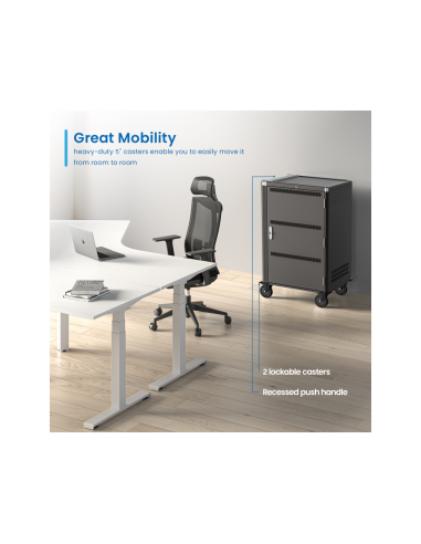 Ewent EW1701 carrito y armario de dispositivo portátil Armario de gestión y carga para dispositivos portátiles Negro, Gris