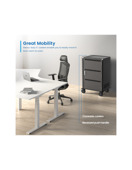 Ewent EW1701 carrito y armario de dispositivo portátil Armario de gestión y carga para dispositivos portátiles Negro, Gris