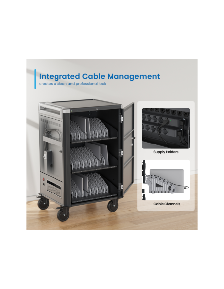 Ewent EW1701 carrito y armario de dispositivo portátil Armario de gestión y carga para dispositivos portátiles Negro, Gris