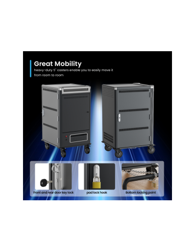 Ewent EW1701 carrito y armario de dispositivo portátil Armario de gestión y carga para dispositivos portátiles Negro, Gris