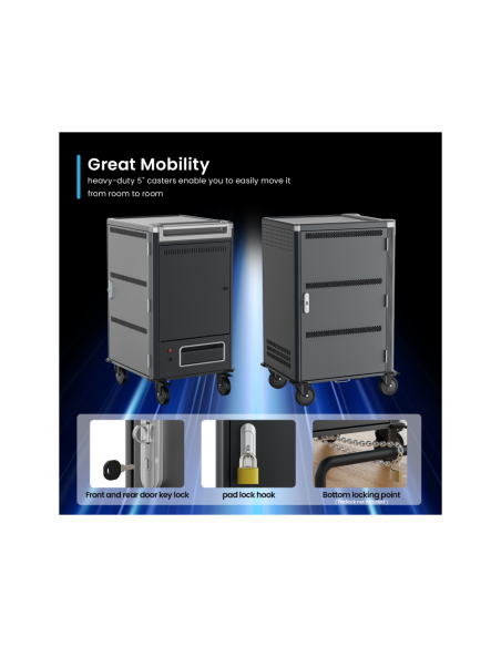 Ewent EW1701 carrito y armario de dispositivo portátil Armario de gestión y carga para dispositivos portátiles Negro, Gris