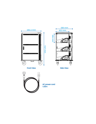 Ewent EW1701 carrito y armario de dispositivo portátil Armario de gestión y carga para dispositivos portátiles Negro, Gris