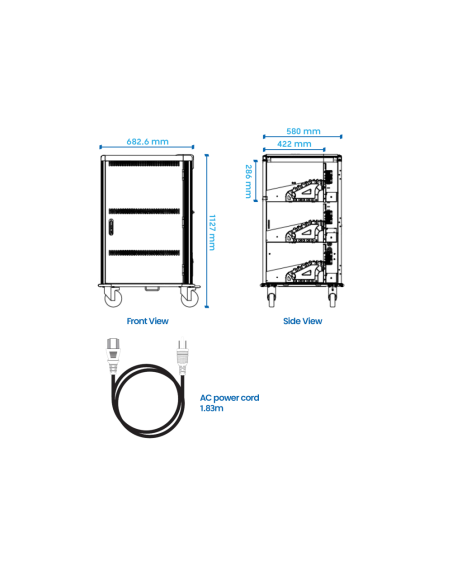 Ewent EW1701 carrito y armario de dispositivo portátil Armario de gestión y carga para dispositivos portátiles Negro, Gris