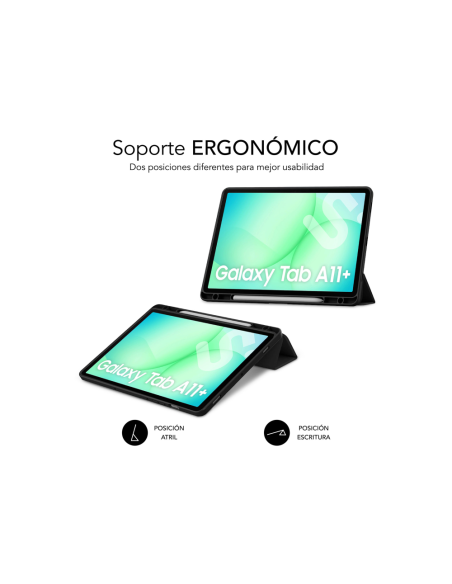 SUBBLIM Funda Tablet Shock Case Samsung Tab A11+ Negro 11" SmartCover magnético SlotPen