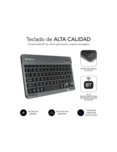 SUBBLIM Funda Tablet Keytab Pro Samsung Galaxy Tab A11 + Negro 11" Teclado BT Extraible