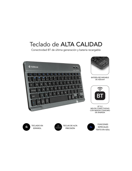 SUBBLIM Funda Tablet Keytab Pro Samsung Galaxy Tab A11 + Negro 11" Teclado BT Extraible