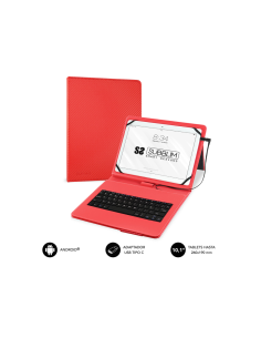 SUBBLIM Funda con Teclado Micro USB - USB C KEYTAB PRO USB 10,1" Red