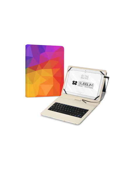 SUBBLIM Funda con Teclado Micro USB – Type C KEYTAB USB 11" Triangulos