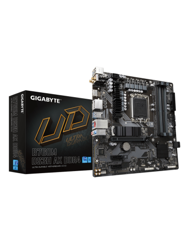 GIGABYTE B760M DS3H AX DDR4 Placa base - Soporta CPUs Intel Core de 14ª generación, VRM digital de 6+2+1 fases, hasta 5333MHz DD