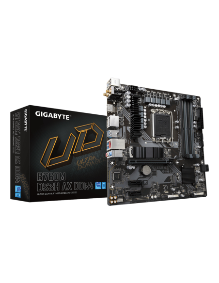 GIGABYTE B760M DS3H AX DDR4 Placa base - Soporta CPUs Intel Core de 14ª generación, VRM digital de 6+2+1 fases, hasta 5333MHz DD